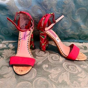 Betsey Johnson Red and Multicolor Heels